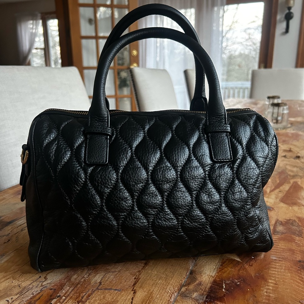 Vera Bradley Marlo Black Quilted Leather Satchel With Matching Wallet - Picture 6 of 16